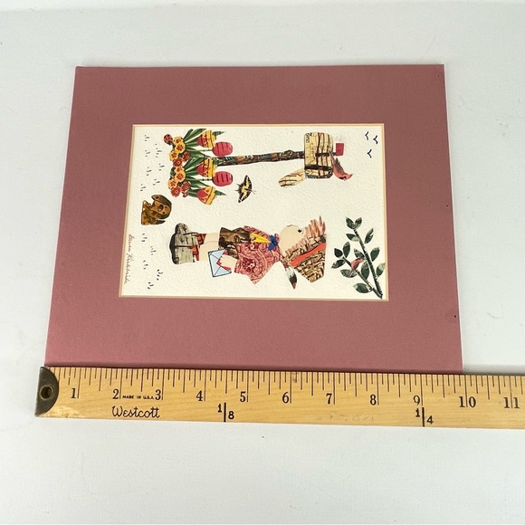 Vintage 90’s Gwen Kirkbride Local Artist Stamp Collage Art Matted 10x8 - Picture 6 of 9